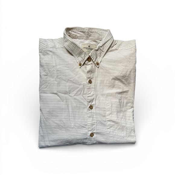 TWO SHIRTS American Eagle Outfitter Classic Fit Stripped Blue and Stripped Tan M - Picture 3 of 11